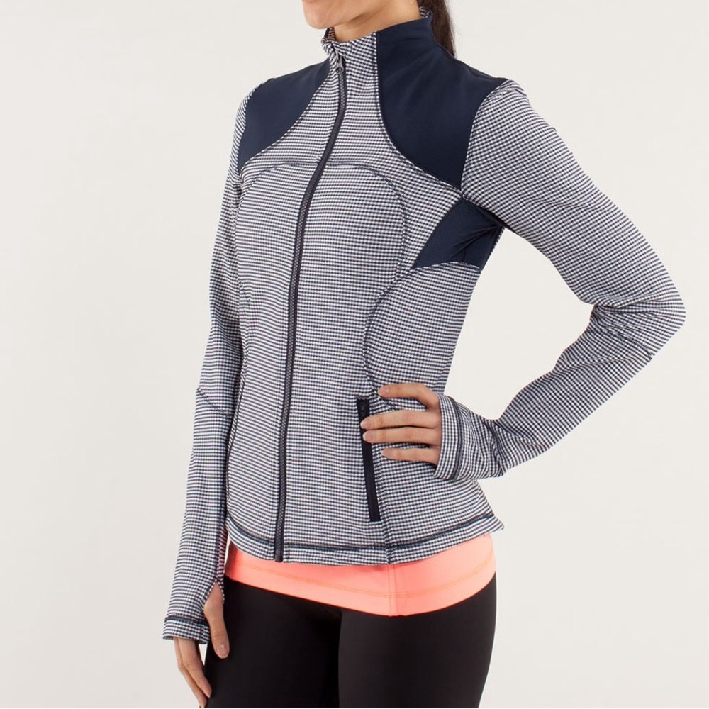 Lululemon Forme Jacket Inkwell Navy Gingham Size‎ 6